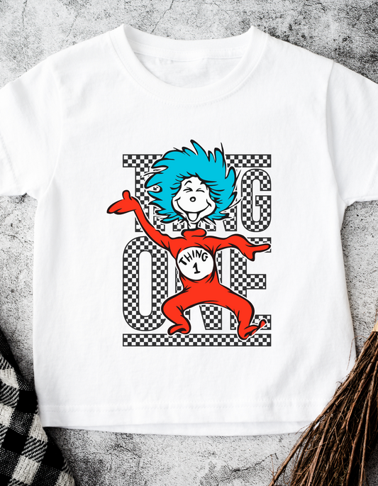 Kids Checkered Thing One tee