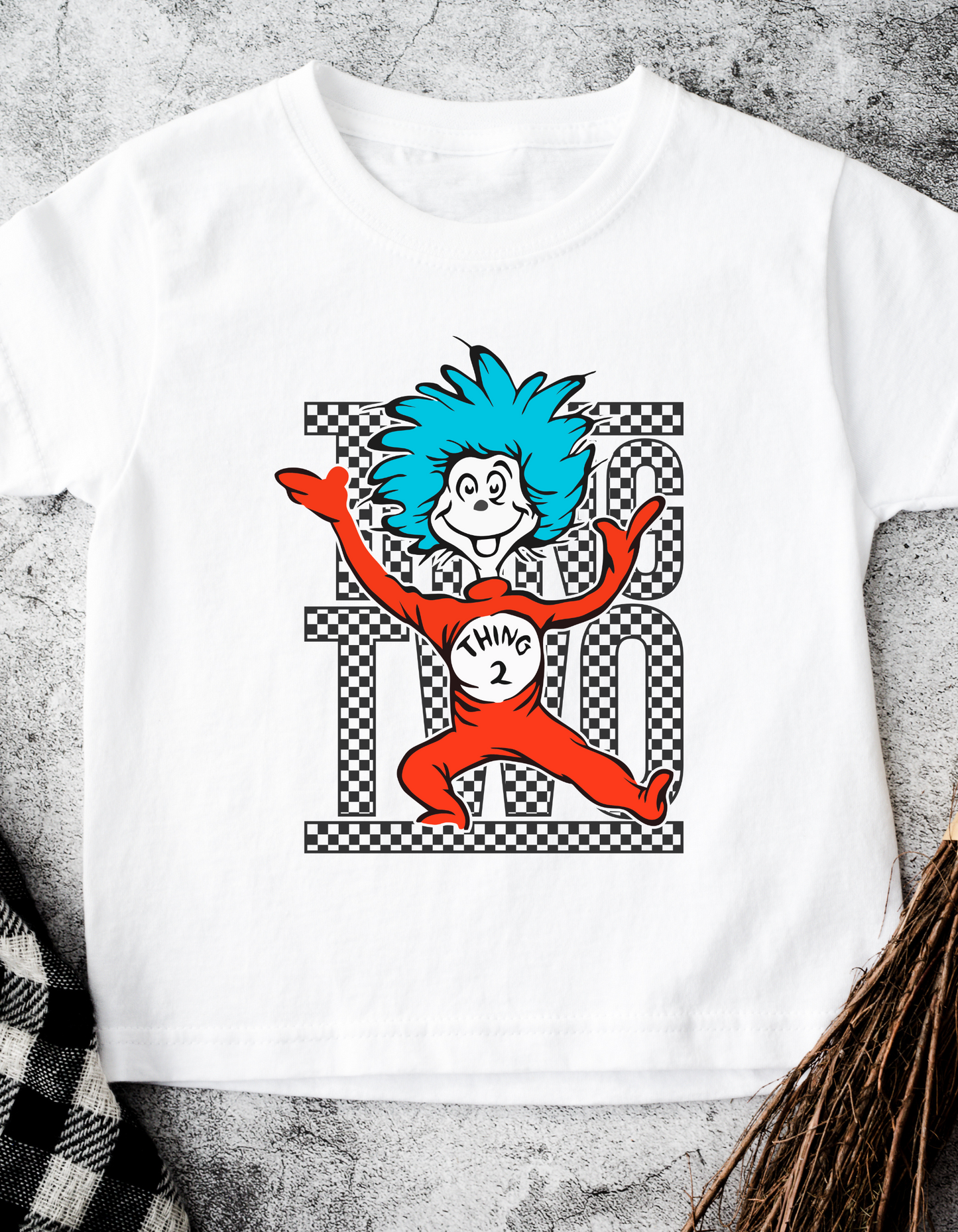 Kids Checkered Thing Two tee