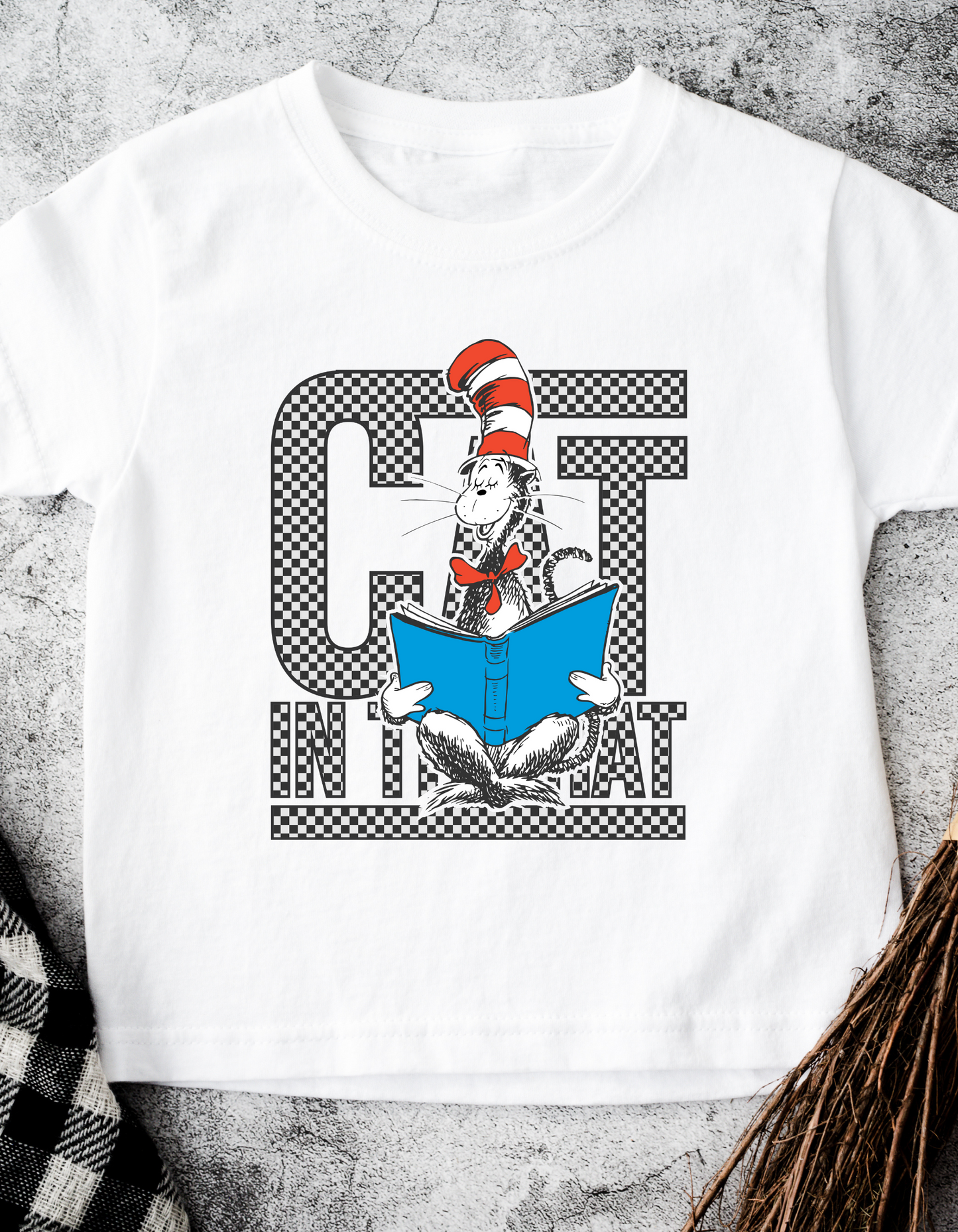 Kids Checkered Cat in the hat tee