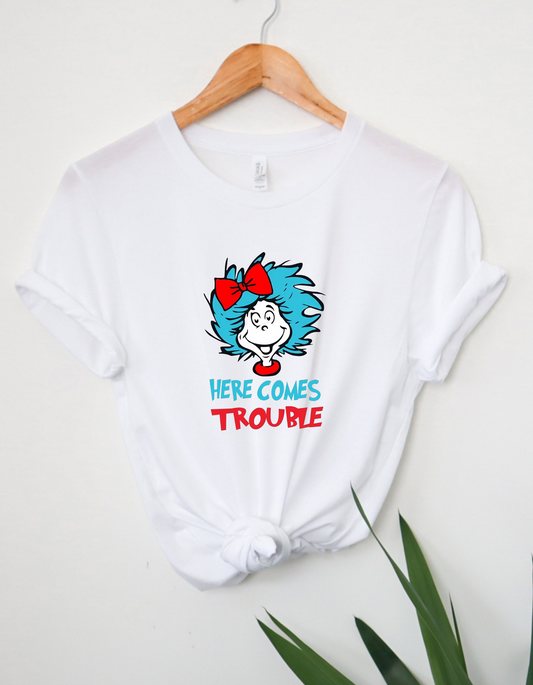 Kids Here comes trouble crew tee